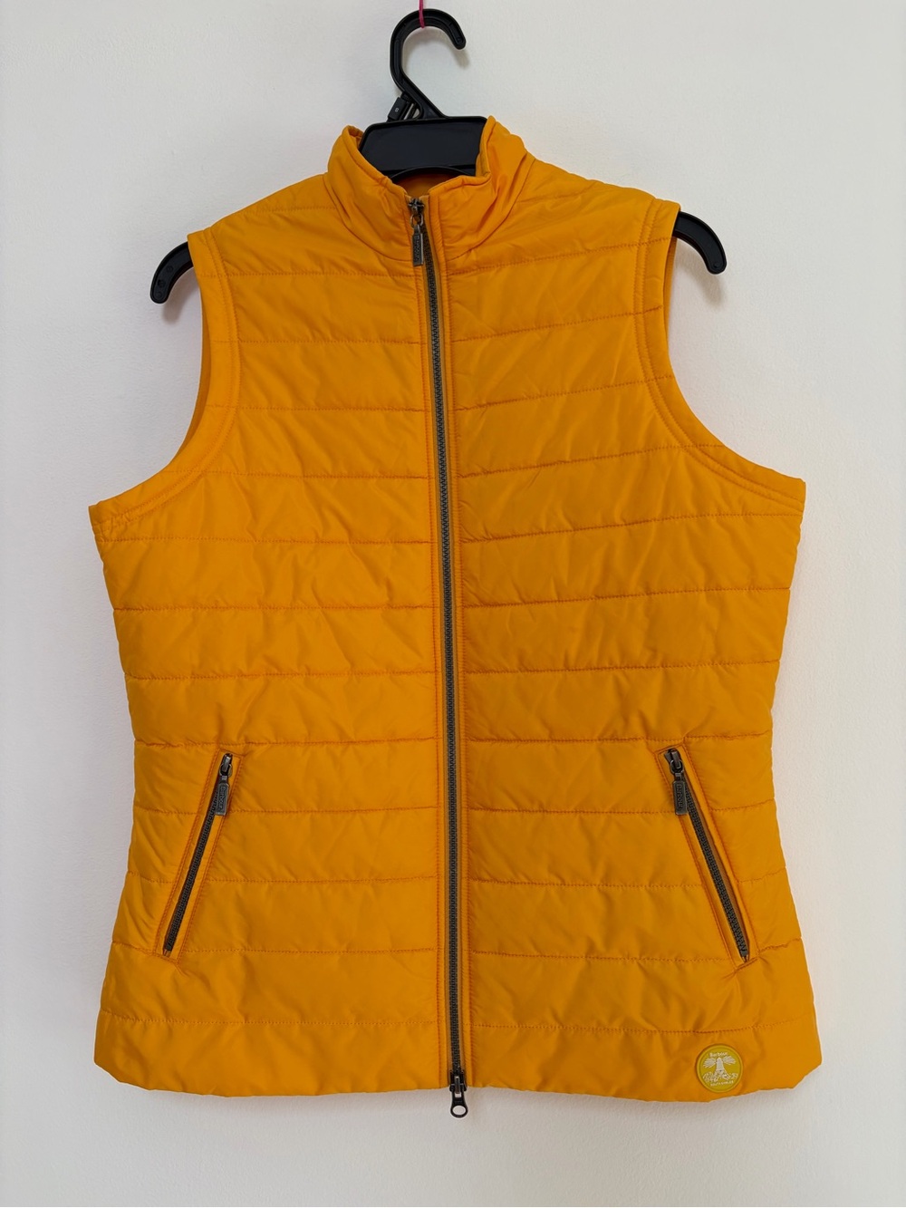 Barbour Zipped Quilted Vest Pockets Size 8 Yellow